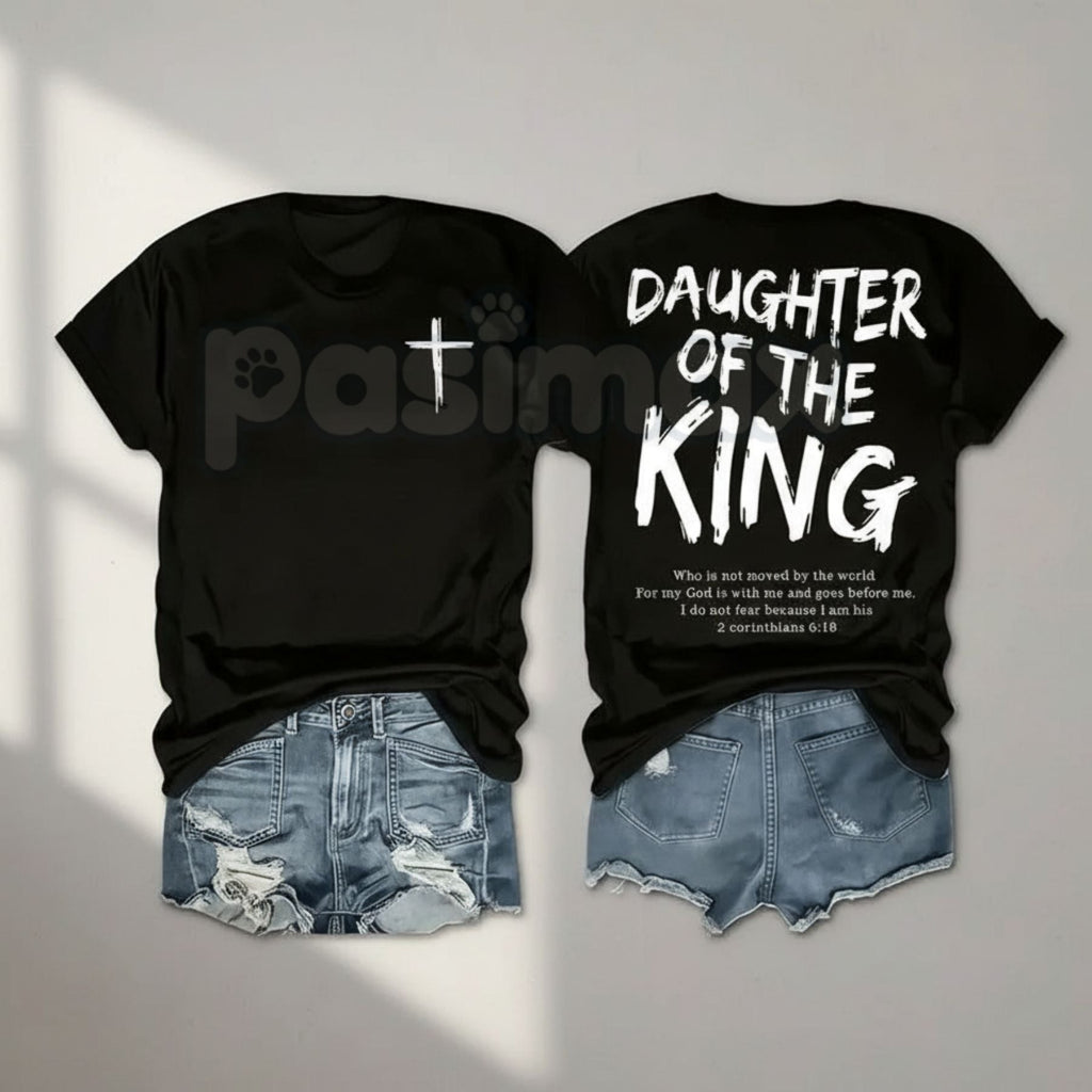 "Daughter of the King" Women's Christian T-Shirt - Inspirational Faith-Based Graphic Tee, Premium 100% Cotton Religious Gift for Her, Minimalist Scripture-Inspired Crown Top, Empowering Grace-Filled Apparel, Soft Lived-In Christian Streetwear