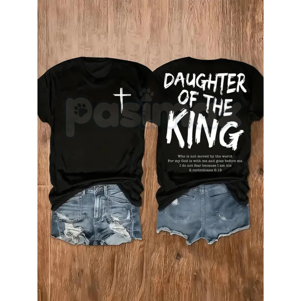 "Daughter of the King" Women's Christian T-Shirt - Inspirational Faith-Based Graphic Tee, Premium 100% Cotton Religious Gift for Her, Minimalist Scripture-Inspired Crown Top, Empowering Grace-Filled Apparel, Soft Lived-In Christian Streetwear