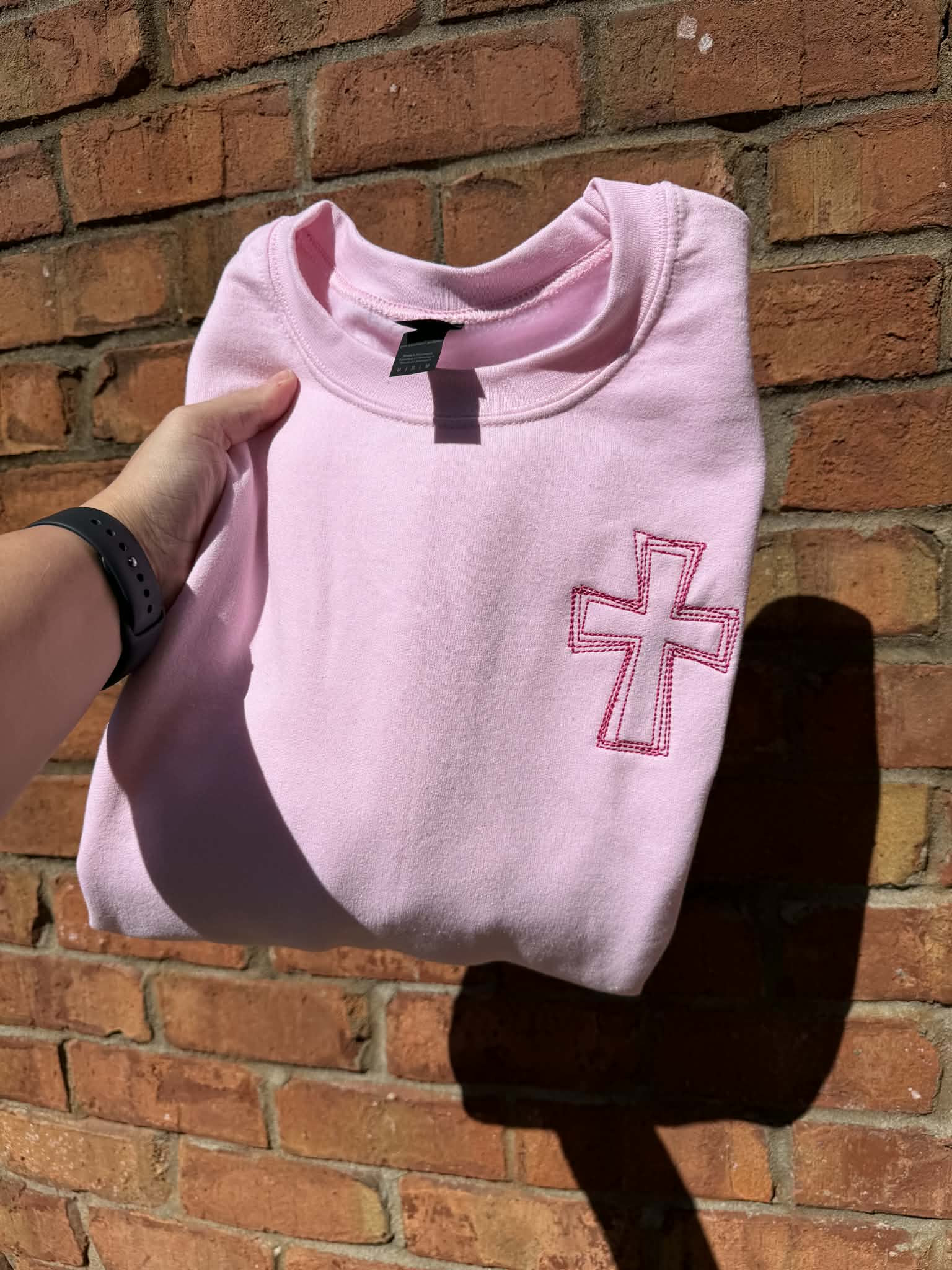 Embroidered Cross Shirt - Minimal Christian Faith Apparel